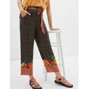Farm Rio for Anthropologie Tucker Tropical Fruit Crop Pants XS Vacation Beach